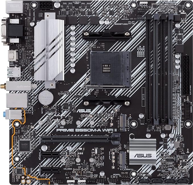 ASUS Prime B550M-A WiFi II AMD AM4 (3rd Gen Ryzen™) Micro ATX Motherboard (PCIe 4.0, WiFi 6, ECC Memory, 1Gb LAN, HDMI 2.1/D-Sub, 4K@60HZ, Addressable Gen 2 RGB Header and Aura Sync) ASUS Prime B550M-A WiFi II AMD AM4 (3rd Gen Ryzen™) Micro ATX Motherboard (PCIe 4.0, WiFi 6, ECC Memory, 1Gb LAN, HDMI 2.1/D-Sub, 4K@60HZ, Addressable Gen 2 RGB Header and Aura Sync)